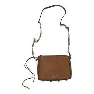 Rebecca‎ Minkoff Handbag Womens Small Brown Crossbody Chain Strap Zipper Studded